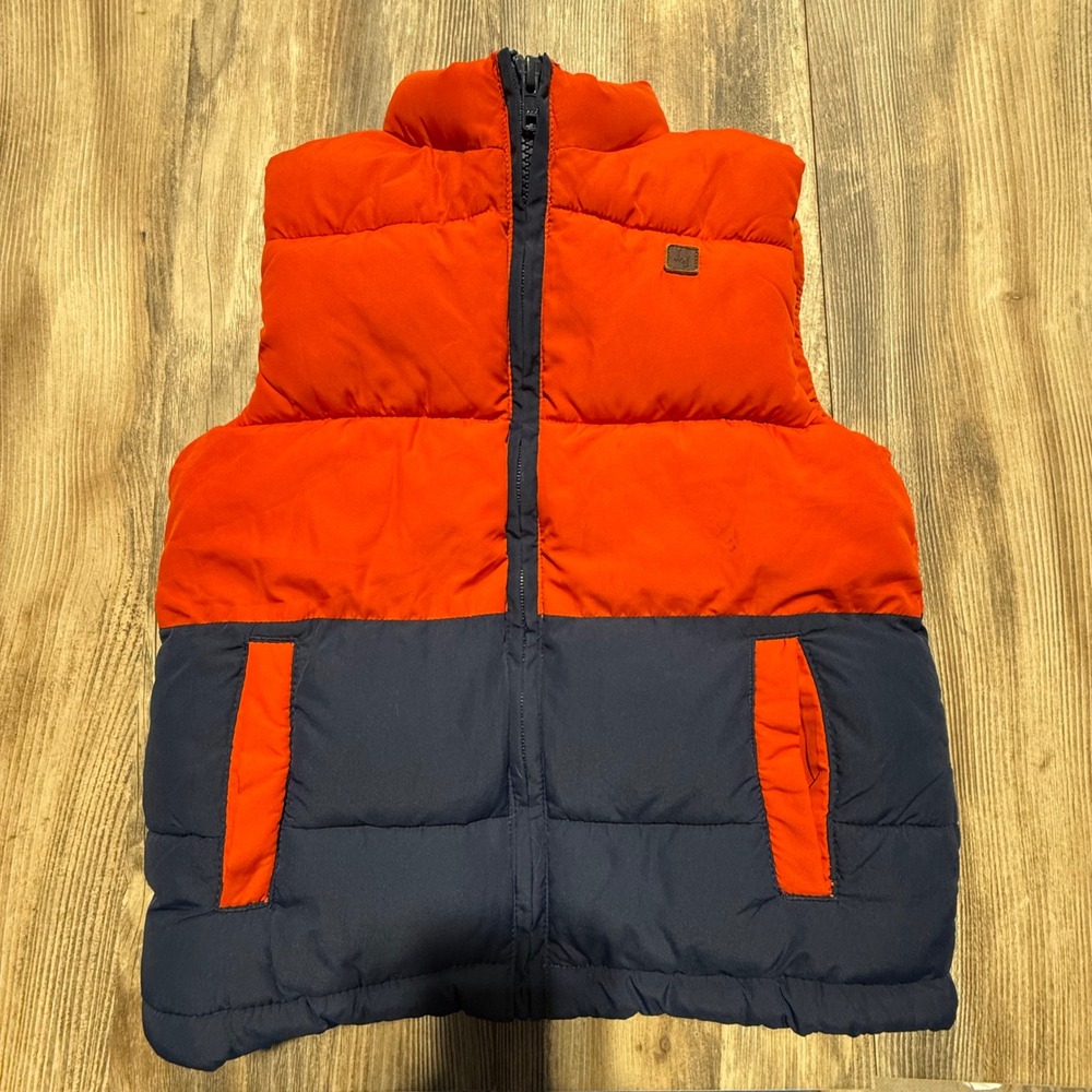 Janie and Jack Puffer Vest Orange Navy Colorblock